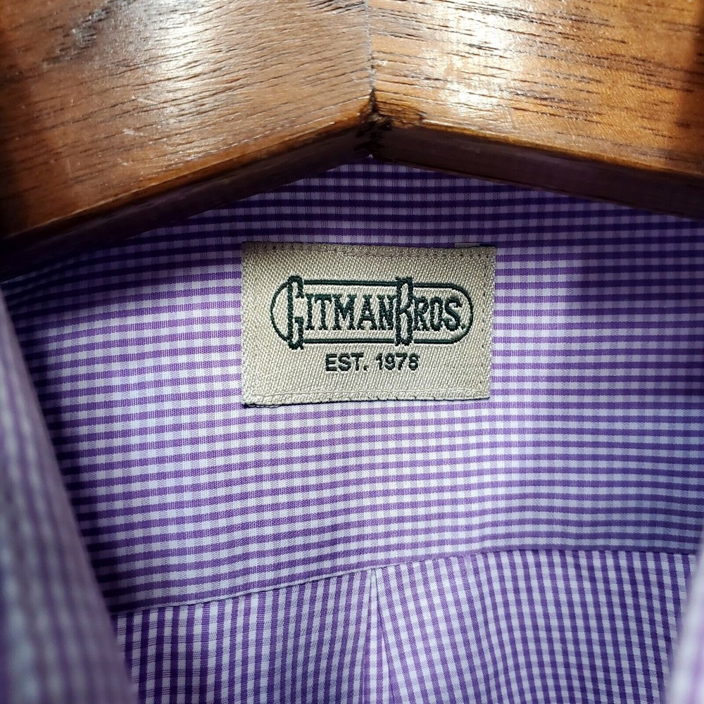 Gitman Bros. Purple Checkered Button Up Dress Shi… - image 4